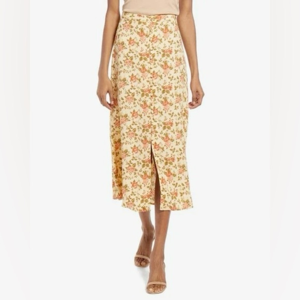 NEW Reformation Scarpetta Floral Button Front Midi Skirt Varenna 2